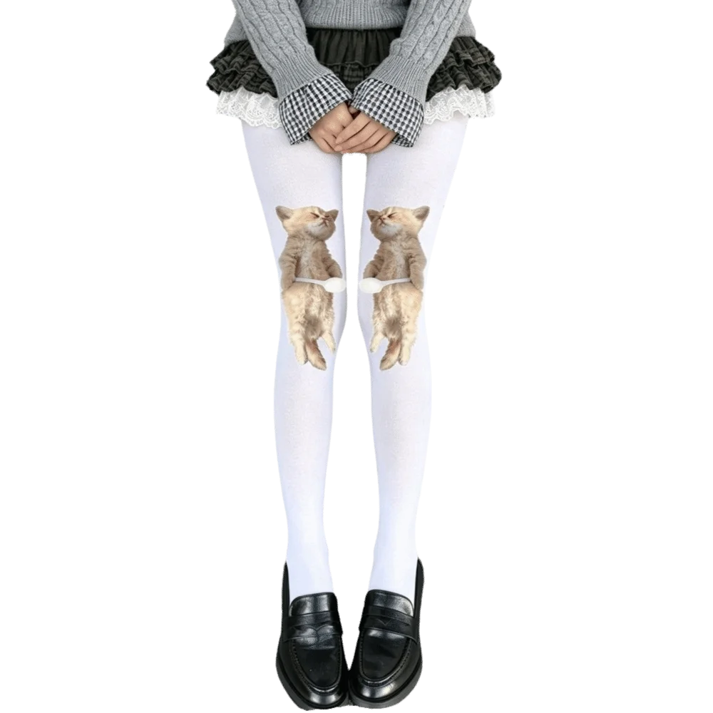 Y2K Velvet Pantyhose Plus size Medium Thickness Women Printed Tights Polyamide Fabric All Seasons Footed Tights Daily Matching