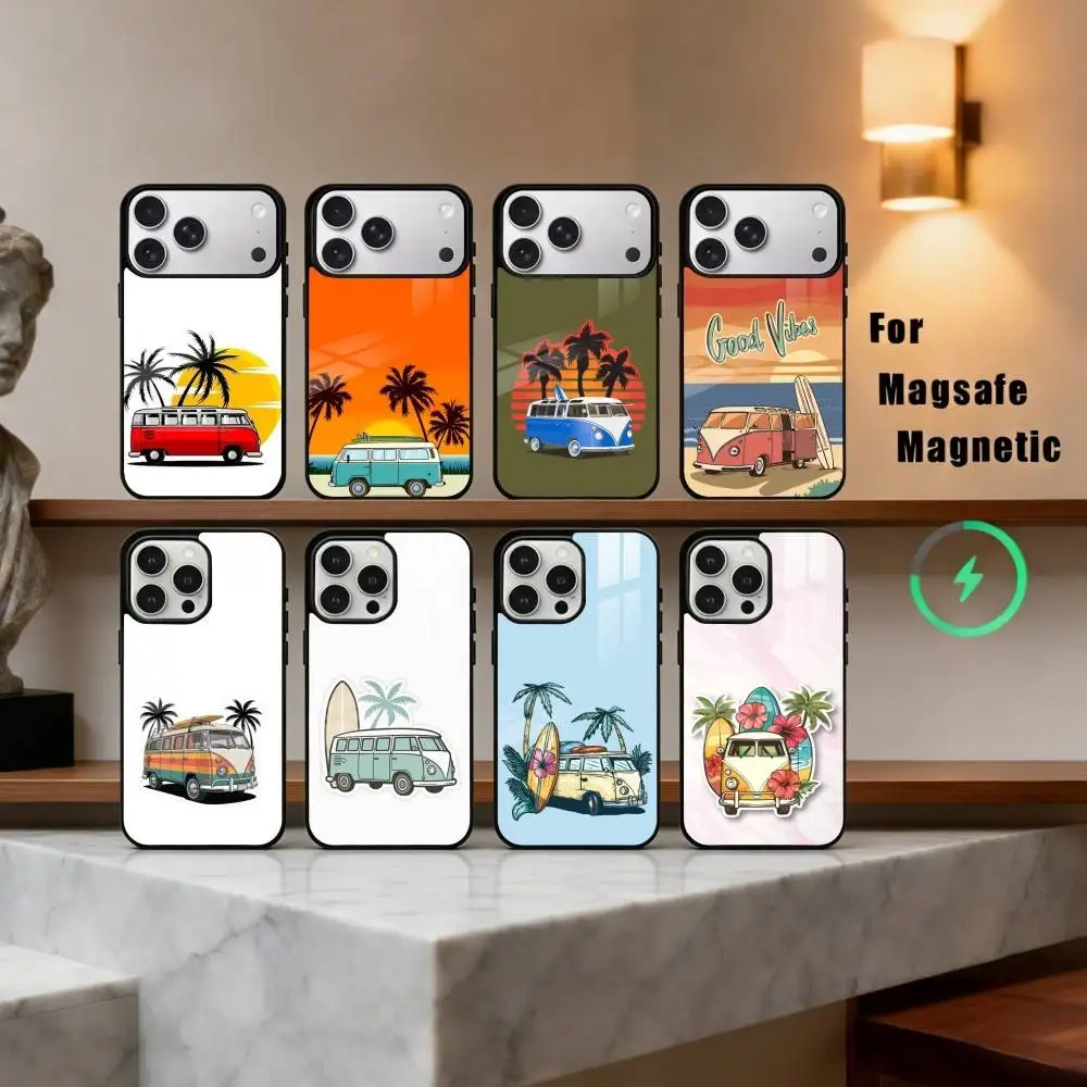 

C-Combi Van Surf Art Phone Case For iPhone17,16,15,14,13,12,11 Plus,Pro Max Magnetic For Magsafe Wireless Charging