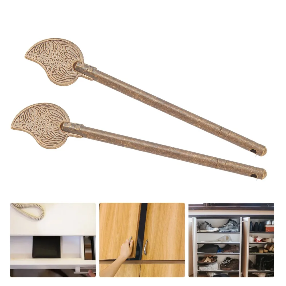 2pcs Antique Brass Door Latch Locking Pin 11cm Leaf Shape Cabinet Key Latch Box Latch Locking Pin Cabinet Door