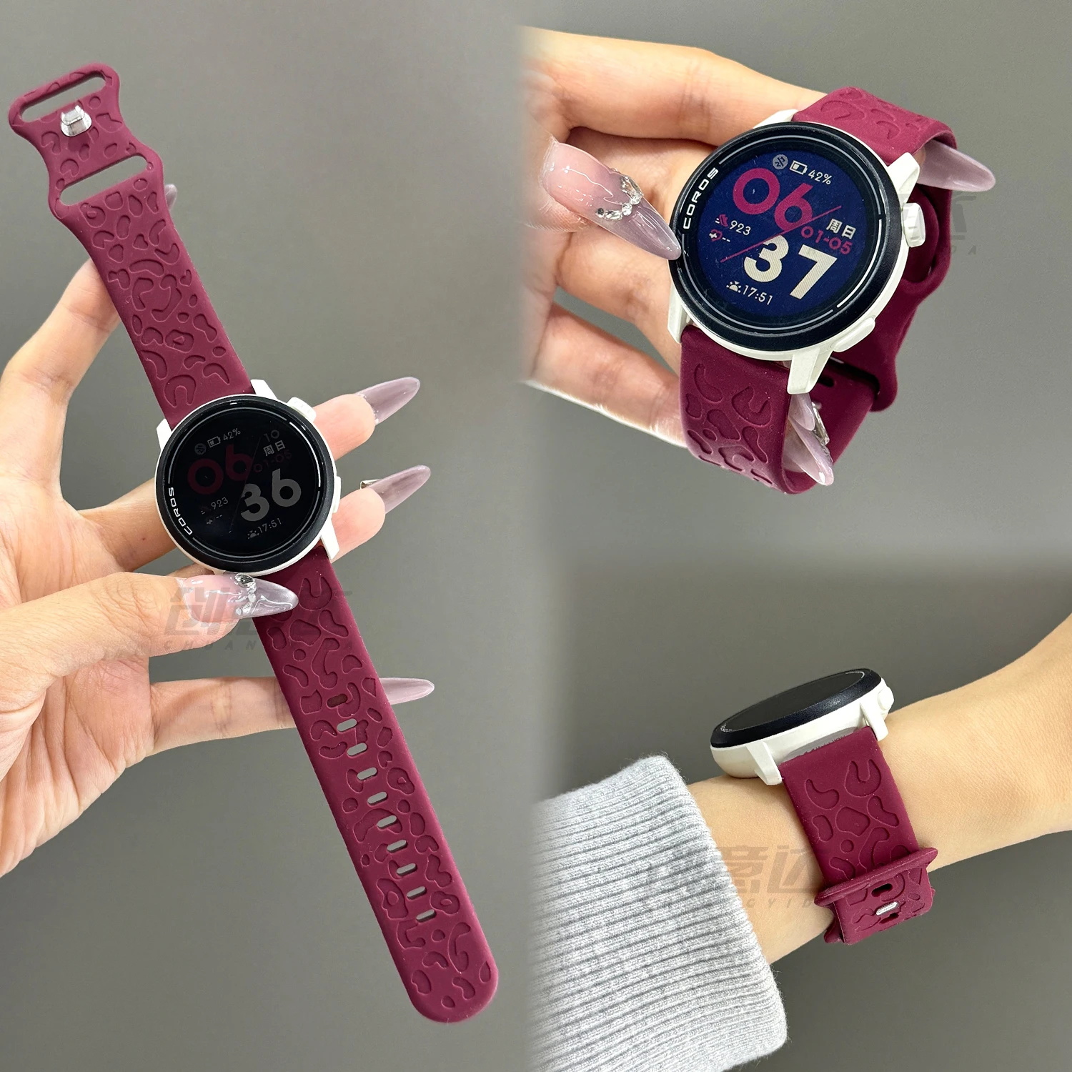 20mm Band for Samsung Galaxy Watch 7/fe/6/5/5 pro/4 classic Silicone correa Sport Engraved leopard bracelet Huawei GT 4-3 Strap