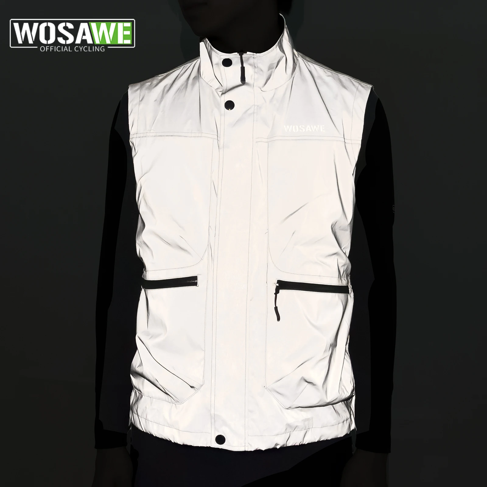 

WOSAWE полностью светоотражающая велосипедная куртка без рукавов, байкерская ветровка для верховой езды, ветрозащитный осенний велосипедный жилет высокой видимости