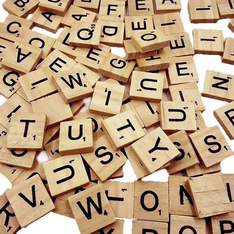 100-500pcs English Letter Wood Tiles Self Adjustable Sticker Natural Woodle Alphabet Number Block Educational Christmas Gift