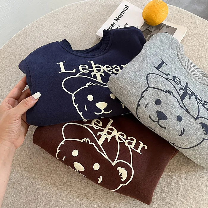 Children's Fleece Winter-style Boys' Pullover Sweater for Keeping Warm As An Inner Layer Girls' and Boys'Baby Base Layer Shirts