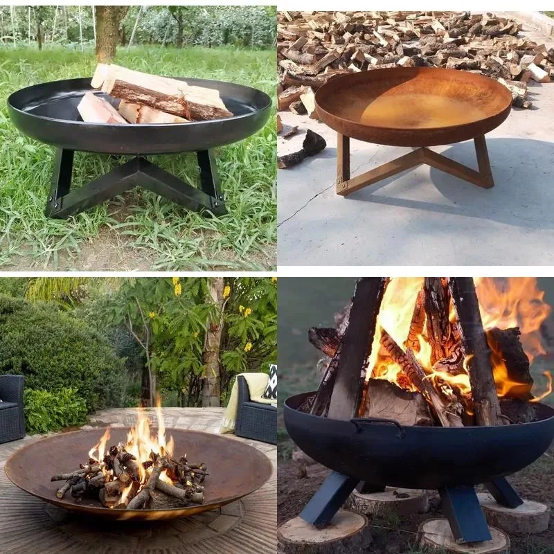 Classic Portable Wood Burning Steel Fire Pit Bowl for Outdoor Yard Backyard Camping