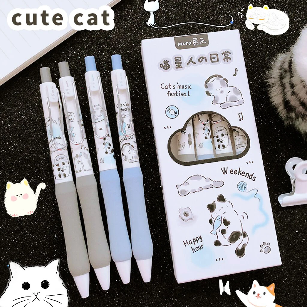 Aesthetic stationery items back to school Writing pens cat gel pens classroom Elegant pens Kawaii Stationery supplies cute pens