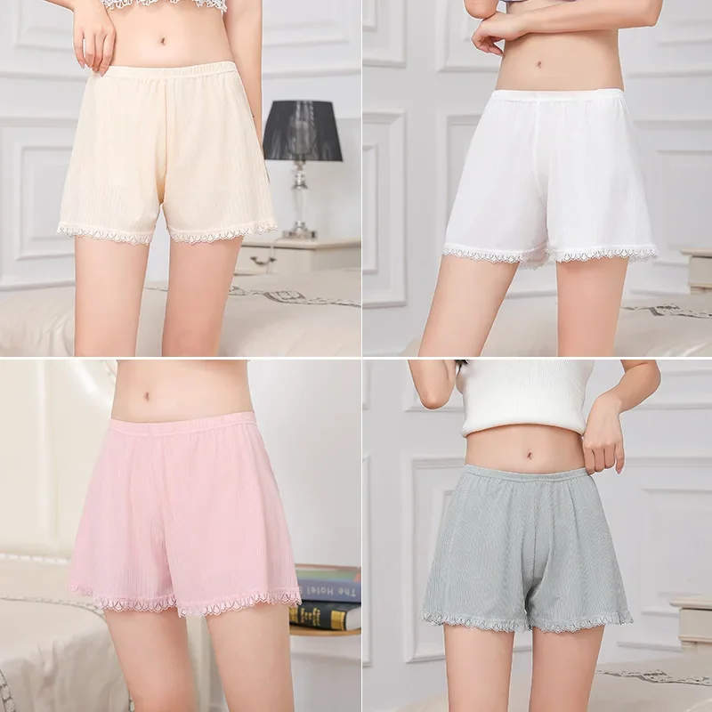 

Fashion Safety Shorts Lace Hem Loose Ladies Under-Dress Lounge Underwear Underpants Stretch Women Pyjama Shorts Bedroom Wear