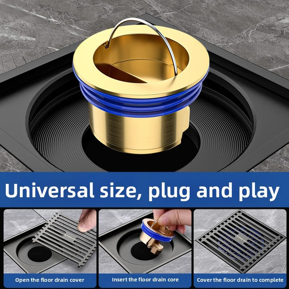 Gravity Activated Floor Drain for Core in Copper for Rapid Water Flow and Reliable Smell Prevention in Drain Systems