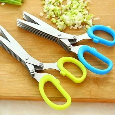 19cm Minced 5 Layers Multifunctional Kitchen Scissor Shredded Chopped Scallion Cutter Herb Laver Spices Cook Tool Cut