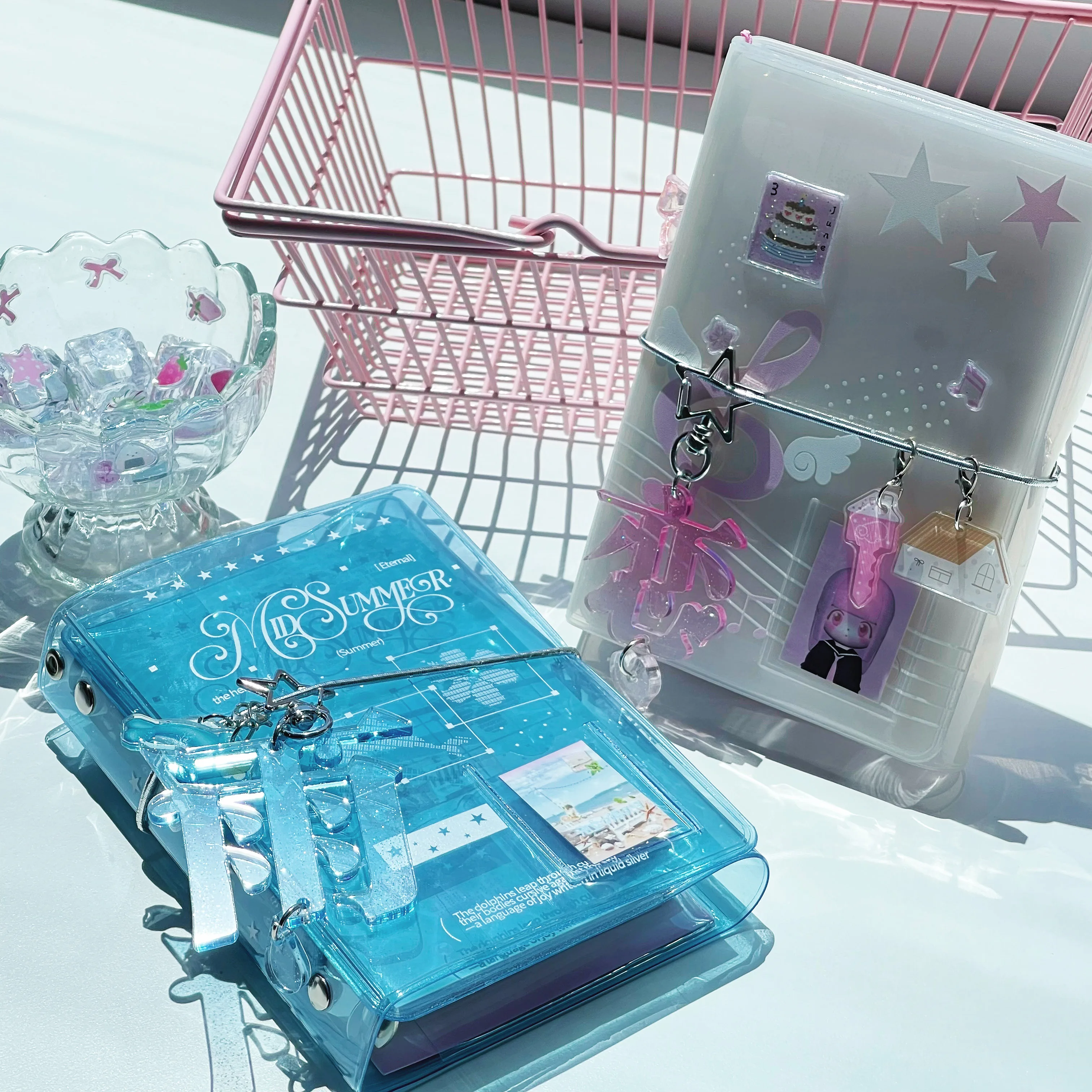 A7 الموثق ثلاثي الطي غطاء بولي كلوريد الفينيل المنظم WAKAWAKA منعش الصيف المحيط موضوع مخطط مع سحر ملحق مقسم صفحات دفتر #3