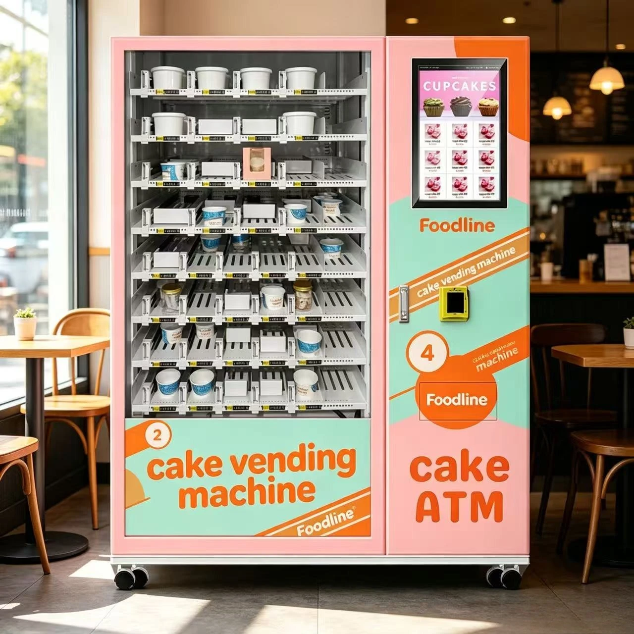 FL Customized Commercial Refrigerated Vending Machine Automatic Cake Dessert Pastry Smart Self-service Vending Equipment