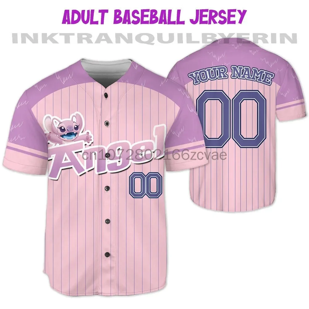 New disney Engel und Stich Baseball Trikot Männer Frauen kostenlos benutzer definierte Name Baseball-Shirts Disney Casual Fashion Street T-Shirt