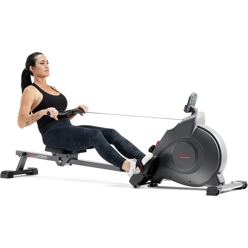 

Sunny Health & Fitness Magnetic Rowing Machine w 53.4" Extended Slide Rail, Smooth Quiet Resistance