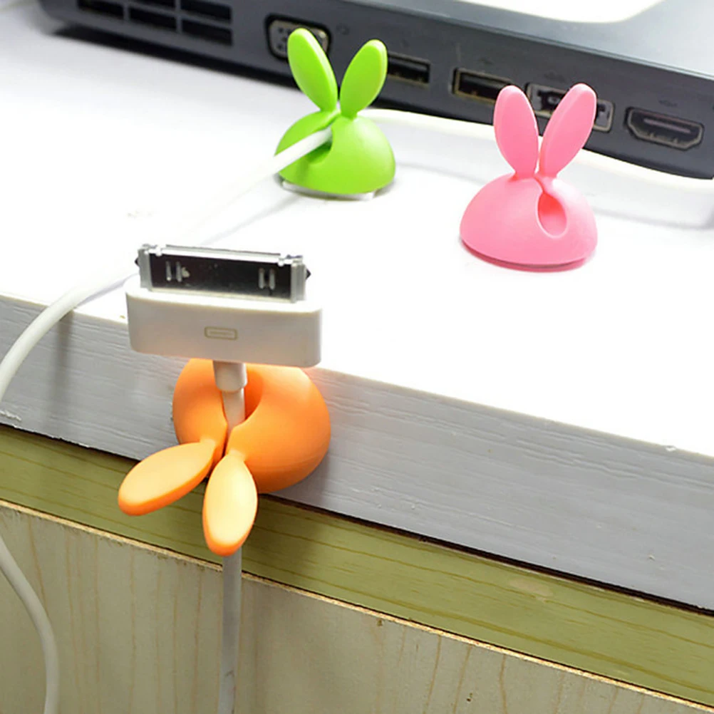 

8pcs Cable Management Self Adhesive Wire Organizer Clips Black Rabbit Ears Cord Holder Fixer USB Audio Cables