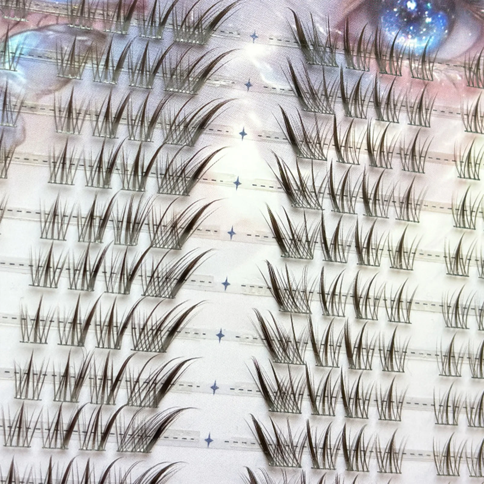 Sztuczne rzęsy w stylu Black Brown Fox, segmentowe, bez kleju/na klej, naturalne rzęsy do makijażu w stylu Manga, przedłużanie rzęs.