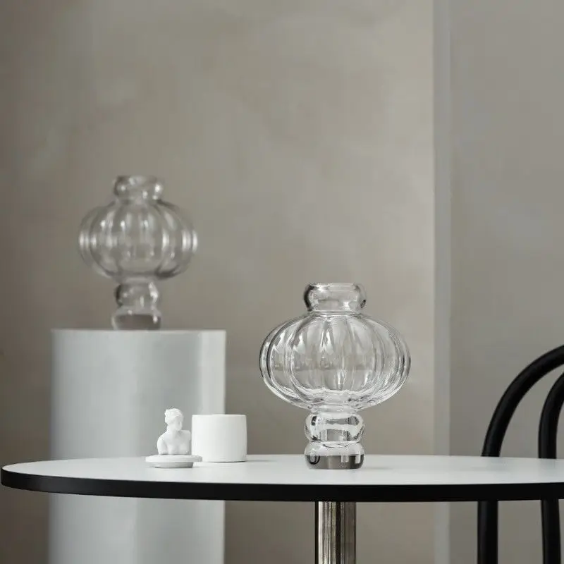 Glass Vase Nordic Style Transparent Light Luxury Minimalist Living Room Tabletop Flower Arrangement Individual Craft Decoration
