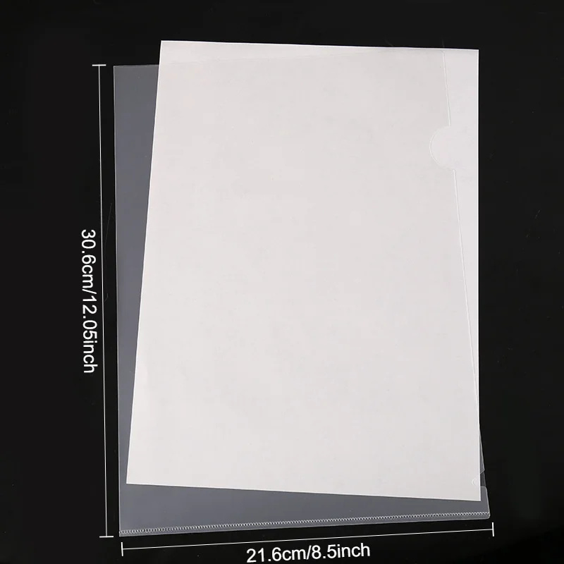 100pcs (12.05x8.5in) Clear L-Shaped File Folders & A4 Document Holders, Plastic File Envelopes,Single-Clip Organizers for Office