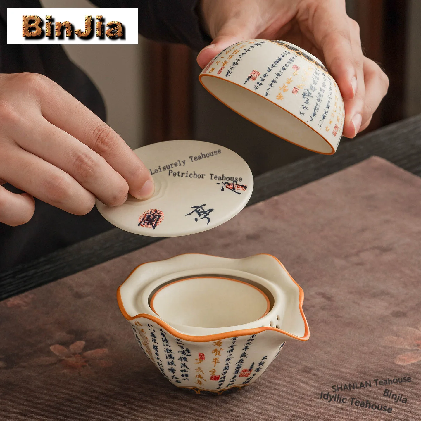 

Дорожный чайный набор Rock Mineral White Lanting Xu Zen: 1 чайник, 3 чашки, органайзер, портативная сумка для кемпинга, подарочный набор для чаепития