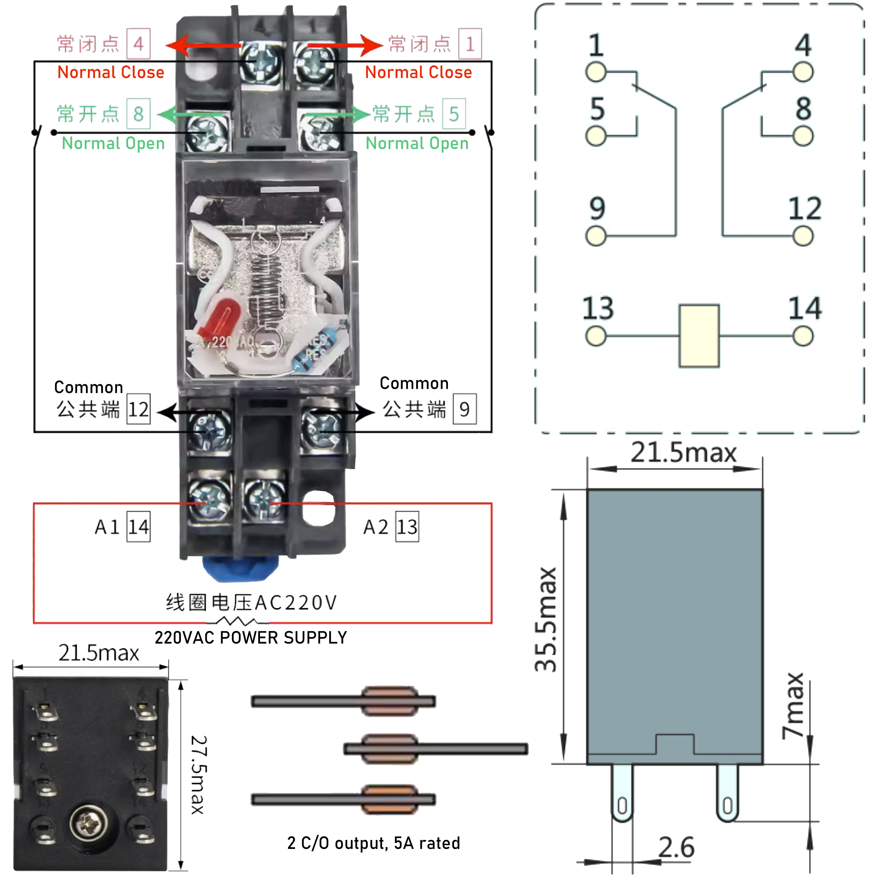 Intermediate relays (220Vac coil, 2 C/O) provide passive or active switch on/off input for superheat controllers & logic boards