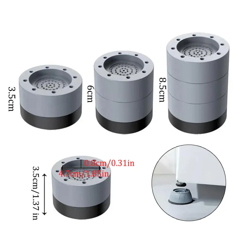 4-12Pcs Anti Vibration Feet Pads Waterproof Legs Slipstop Silent Skid Raiser Mat Washing Machine Support Dampers Stand Furniture
