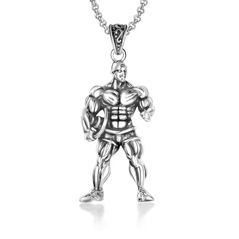 Men Gym Bodybuilder Pendant Necklace Muscle Fitness Expert Sports Necklace