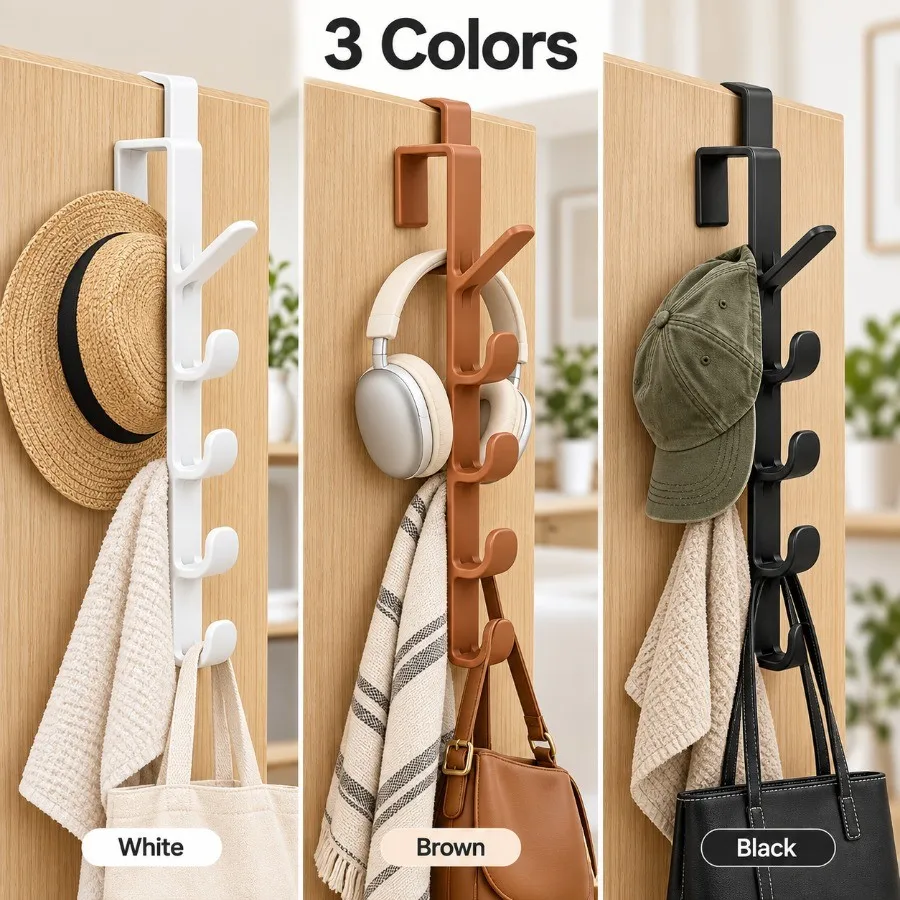 Behind Door Storage Hook Space Saving Coat Bag Hanger Dorm Office School Locker Wardrobe Organizer