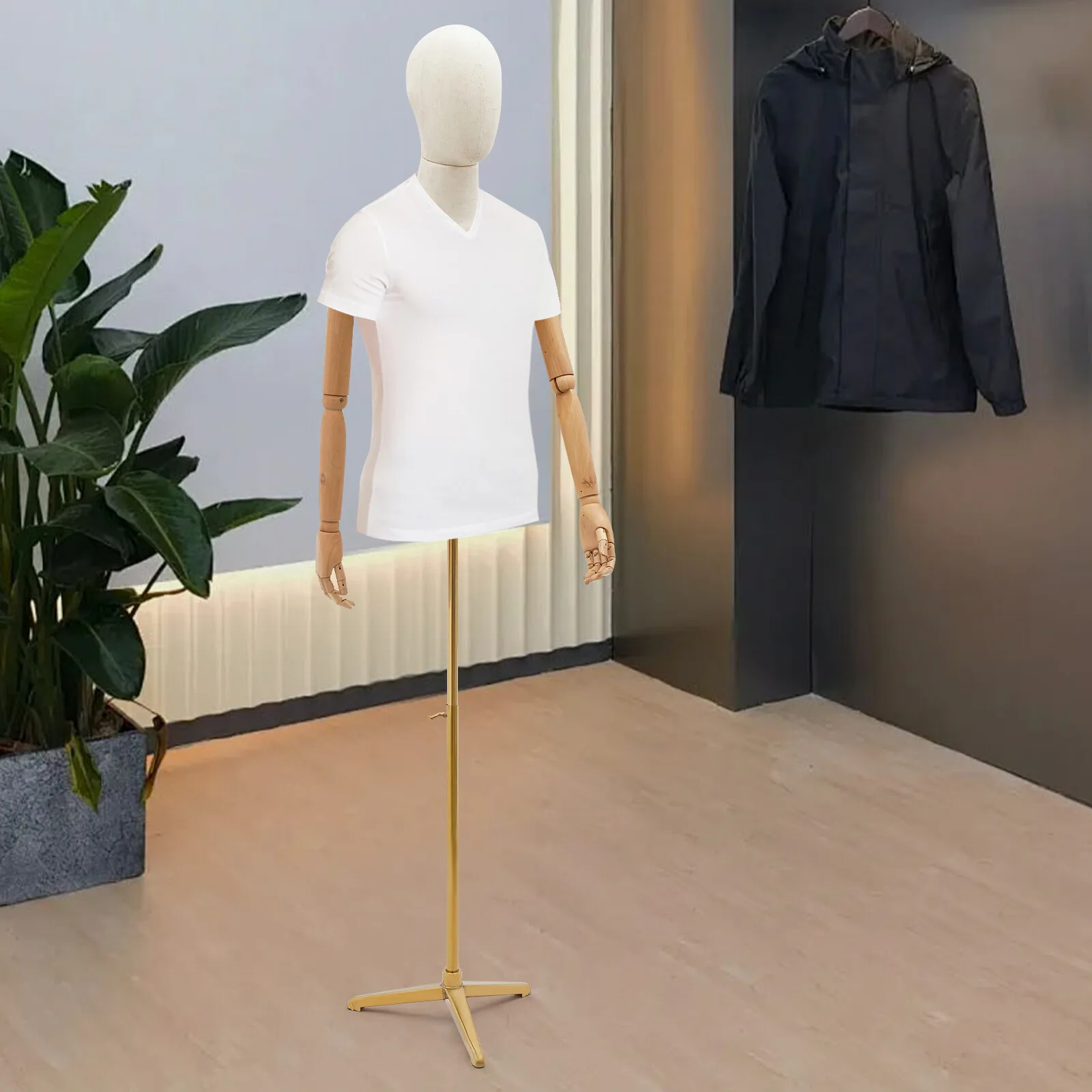 

Half Body Mannequin Display Male Dress Form Adjustable Height Hand Turn Display Metal Stand Dress Form Posture Clothing Form ﻿