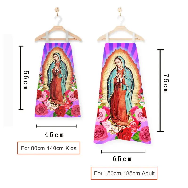 Holy Mary Oil Painting Kitchen Aprons Lady of Guadalupe Virgin Mary Home Cleaning Clothing Waterproof Chef Cooking Pinafore