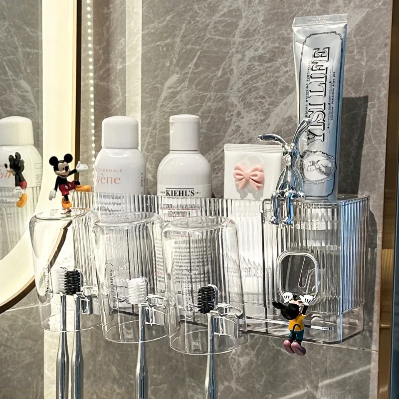 Luxury Toothbrush Toothpaste Rack Hole-free Wall-hung Toilet Gargle Brush Cup Electric Dental Cylinder Rack