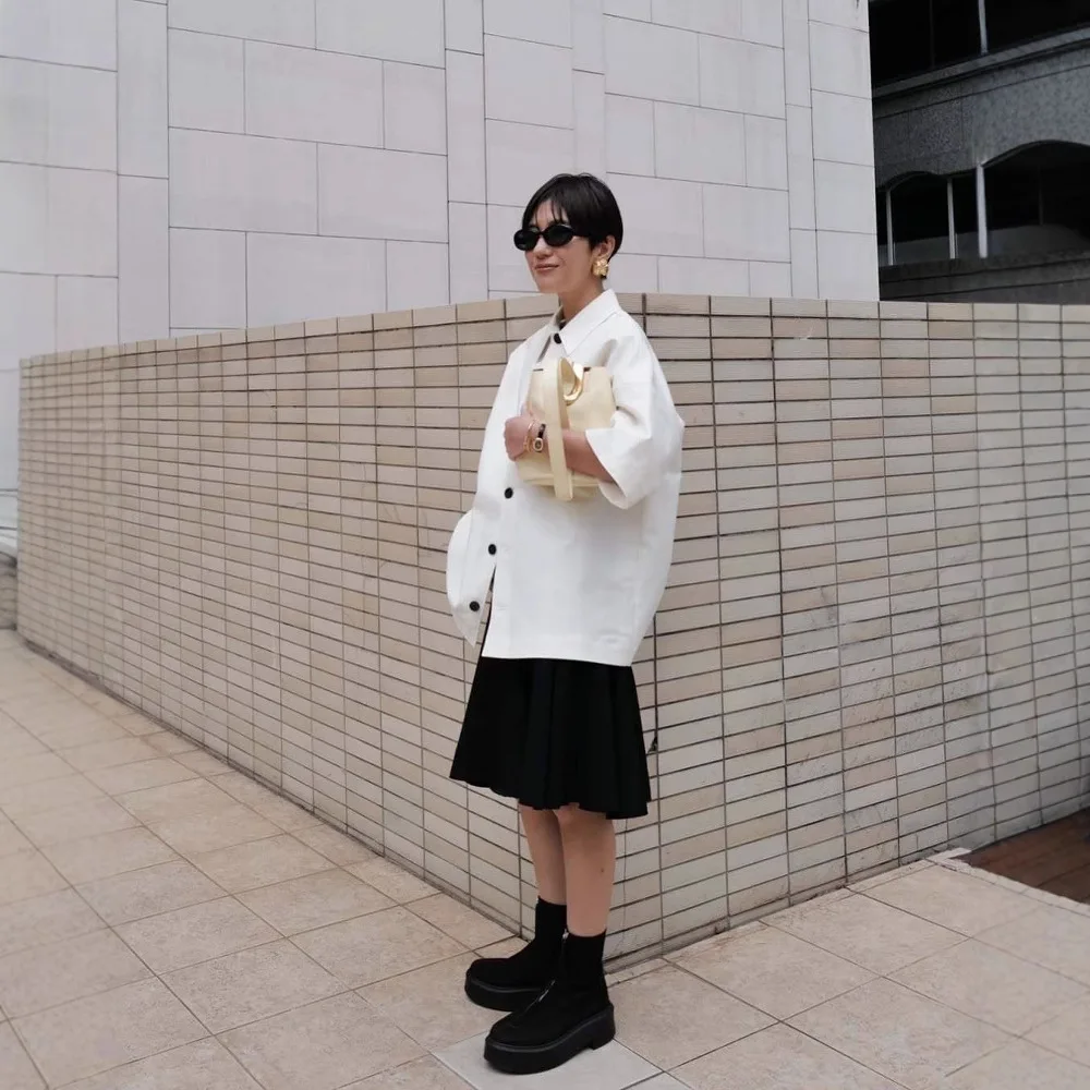 

Gagarich Japanese Spring Summer Fashion Show Shirt Style Texture Oversized Top Sunscreen Three Dimensional Silhouette Coat Women