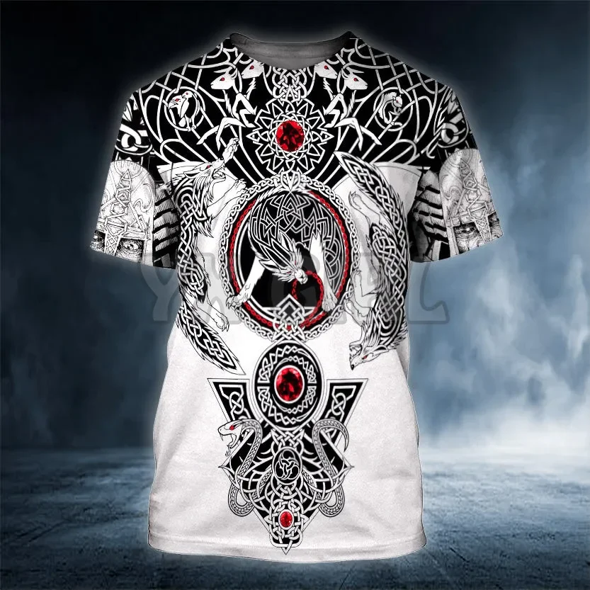 2024 Summer Runes Viking Vegvisir Tattoo 3D All Over Printed T Shirts Tee Tops shirts Unisex Tshirt Halloween Gift