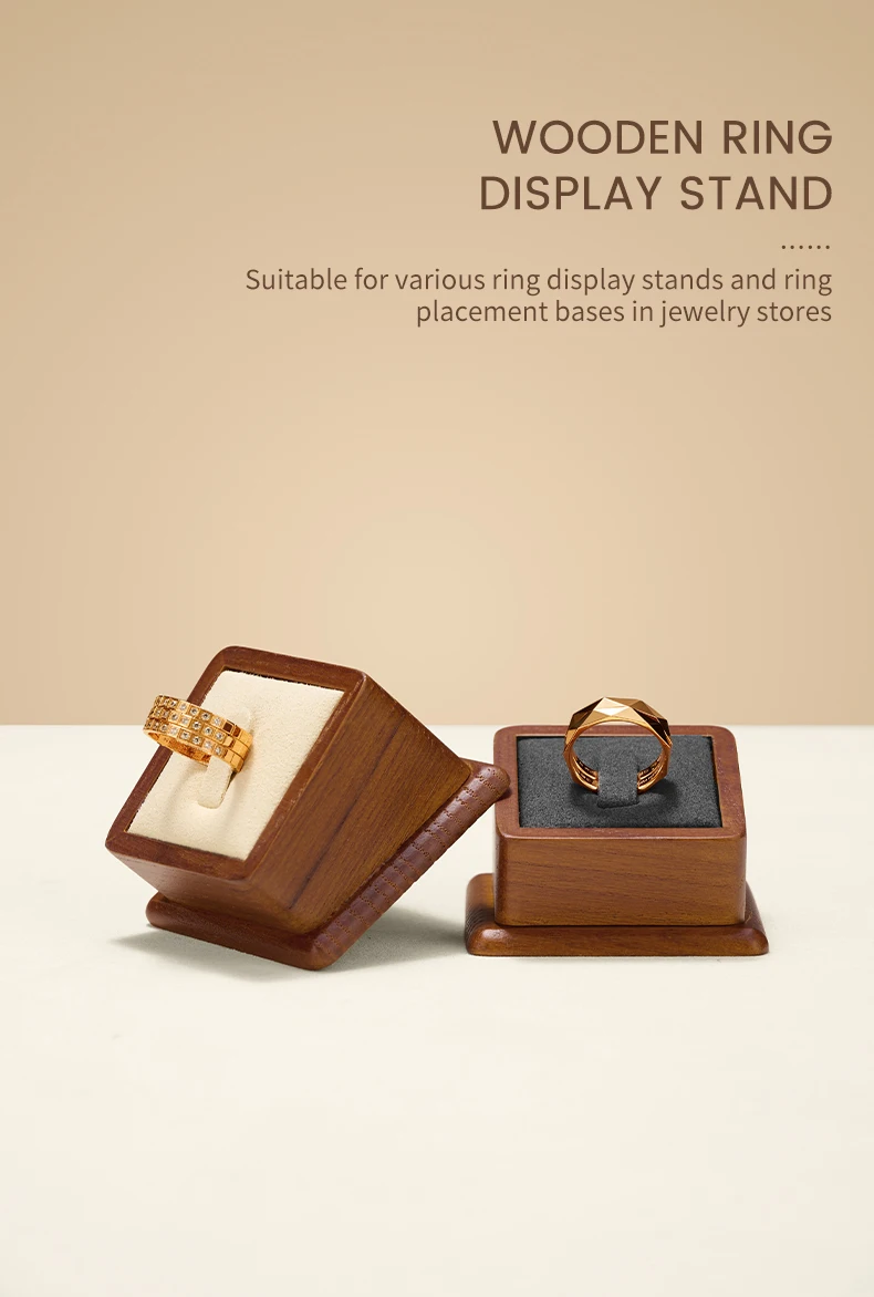 Oirlv Solid Wood Ring Holder,Square Single Ring Display Stand,Showcase Jewelry Display Bear Earrings Bracelet Jewelry Holder