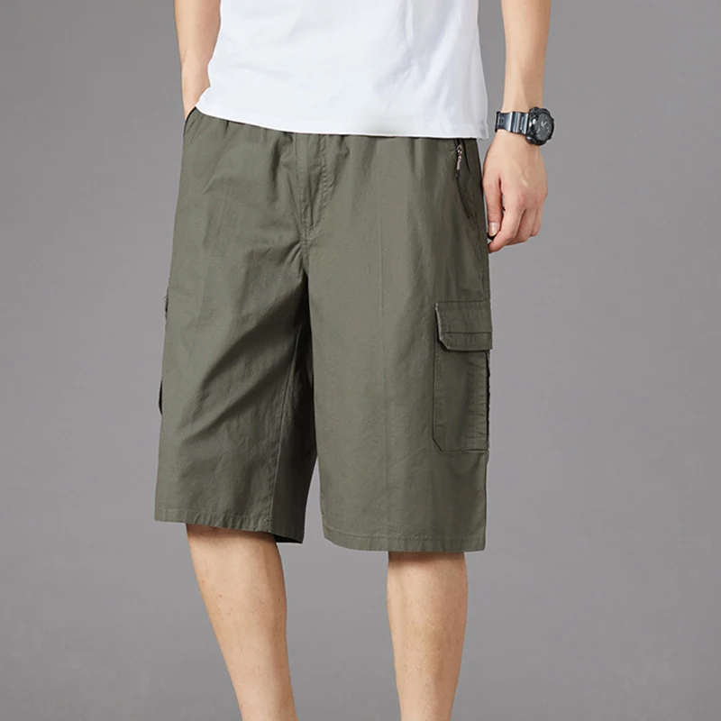 Men Military Cargo Shorts Multi Pocket Casual Cargo Shorts Fitness Work Pants Male Summer Tactical Shorts Joggers Hiking Pants