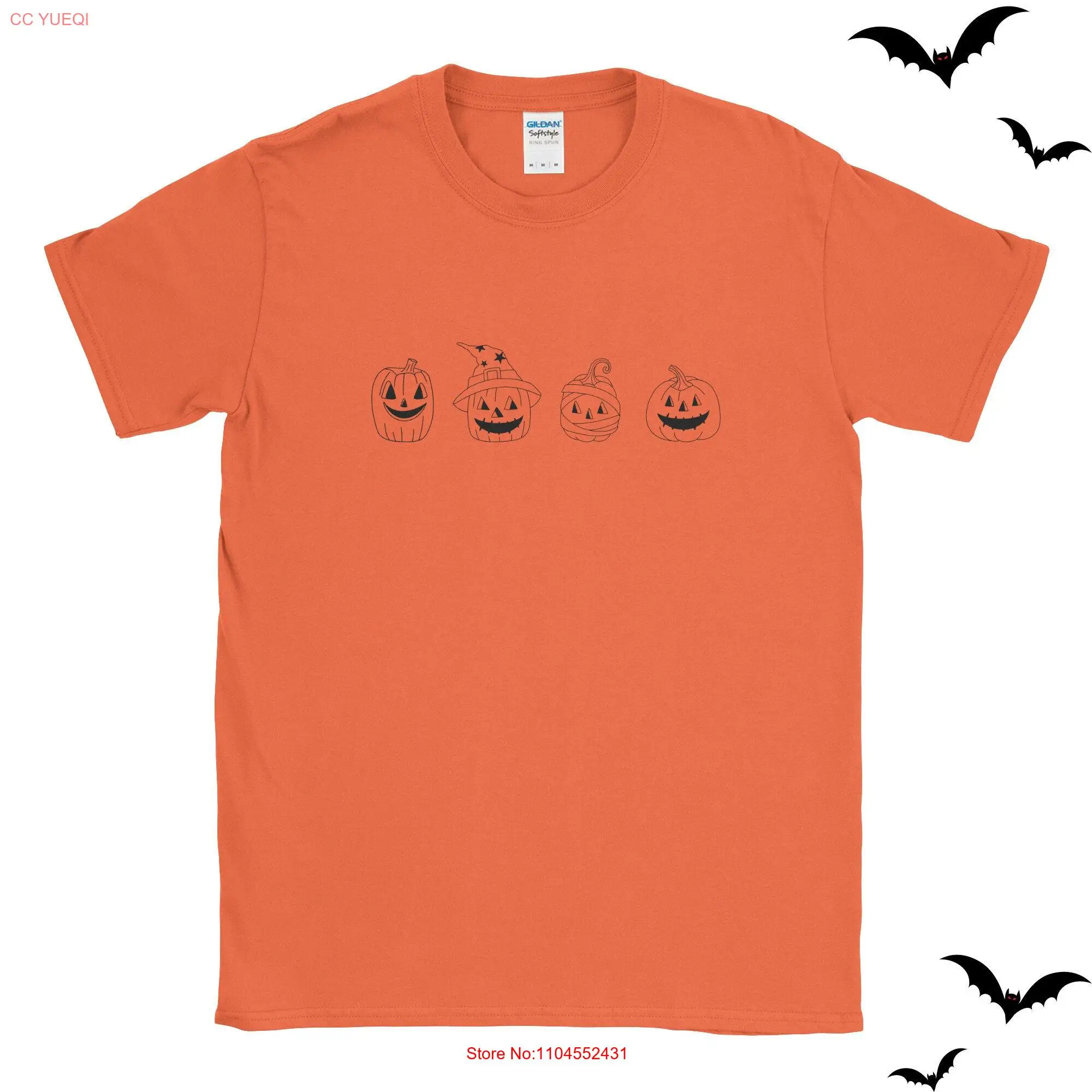 Pumpkin T shirt Halloween Simple Cute Top for Dad Mum 2023 Kids long or short sleeves