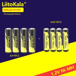 4Pcs LiitoKala 1.2V AA 2600mAh AAA 1000mAh Ni-MH Rechargeable battery for Temperature gun remote control mouse toy batteries