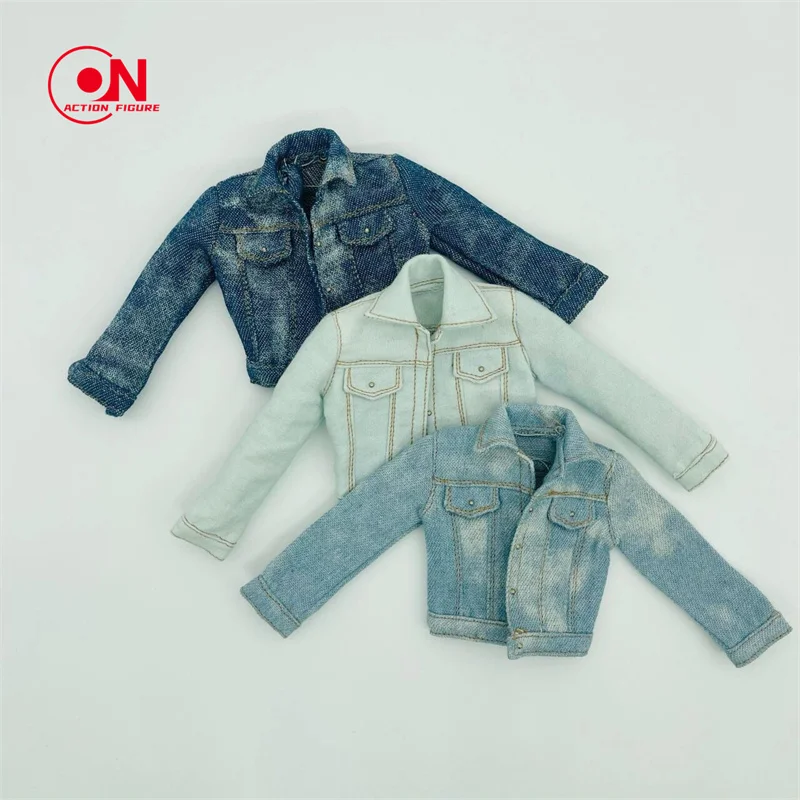 1/6 مقياس أنثى الجندي معطف قصير الدنيم سترة الملابس الإكسسوار يناسب 12 بوصة عمل نموذج لجسم دمية #5