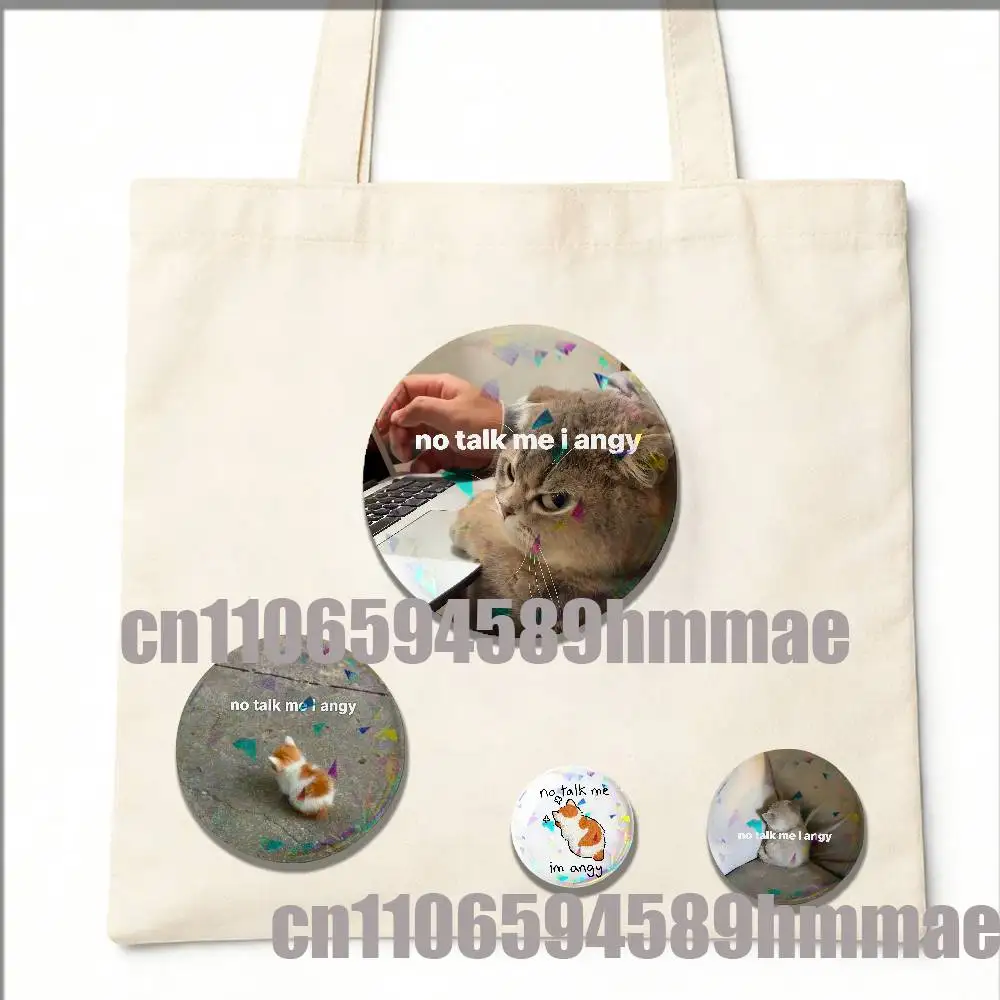 

For no talk me im angy Cat Emblem Round Pins Insignia Badge Cover Ornament 75mm Cosplay Brooch Button