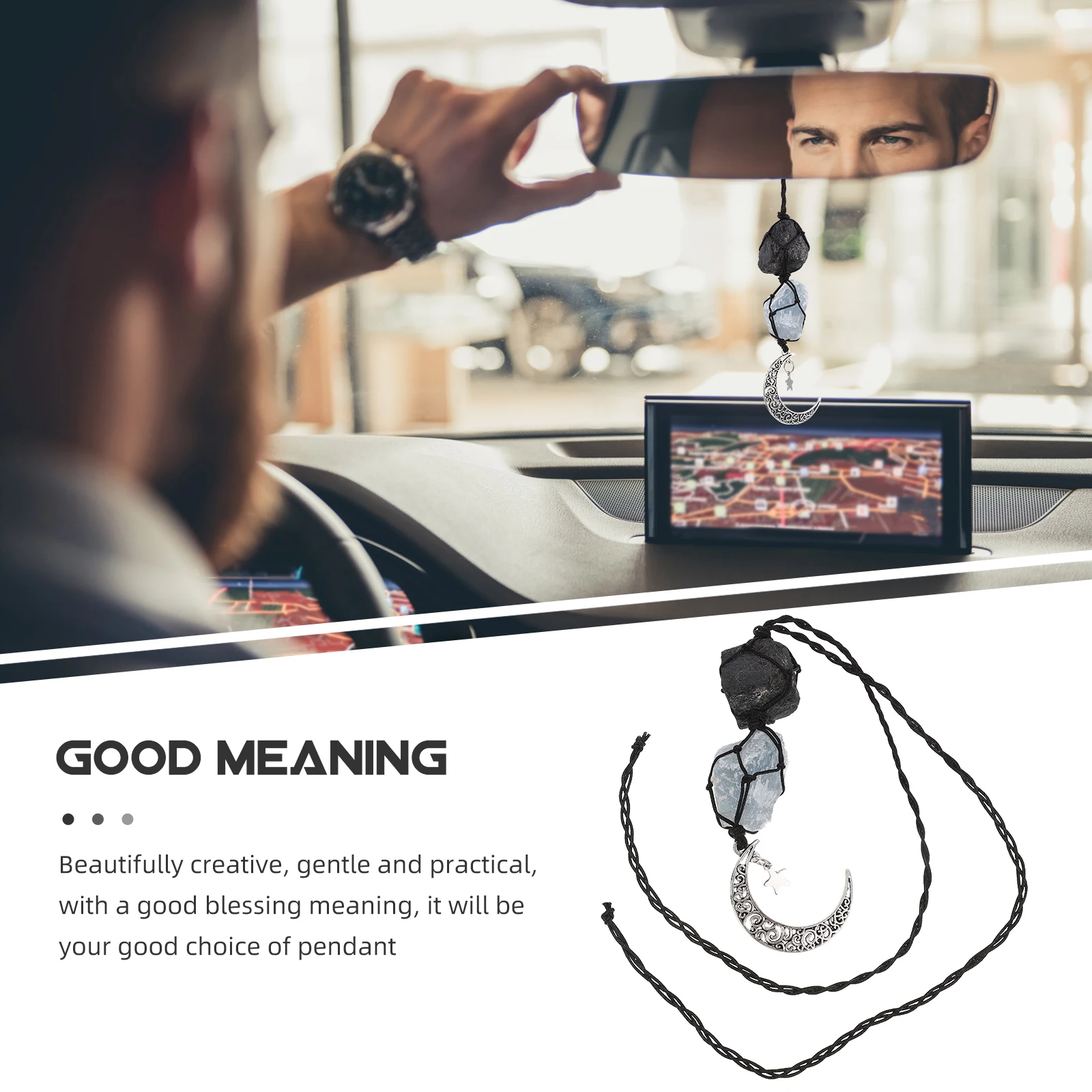

Ornament Crystal Car Accessories Hanging Decor Cotton Rope Rearview Pendant for Mirror