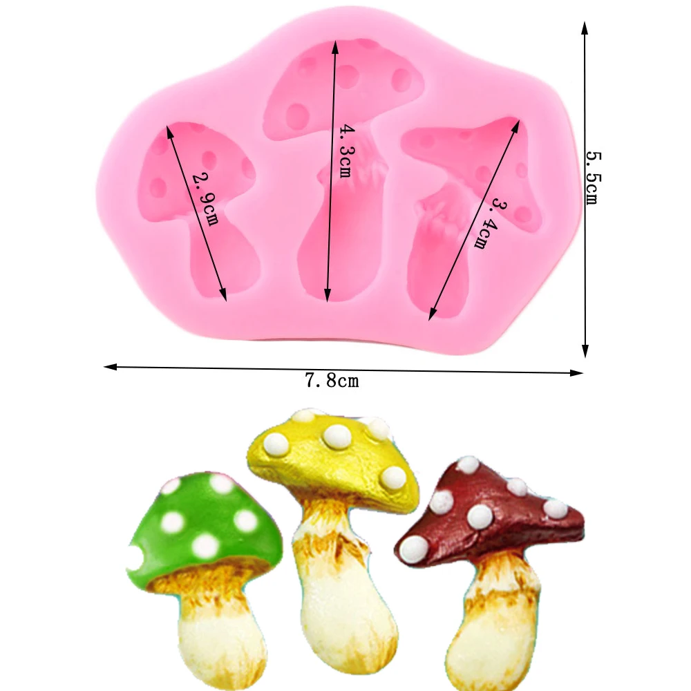 DIY Cartoon Mushroom Silicone Fondant Soap 3D Cake Mold Cupcake Jelly Candy Chocolate Decoration Baking Tool Moulds M349