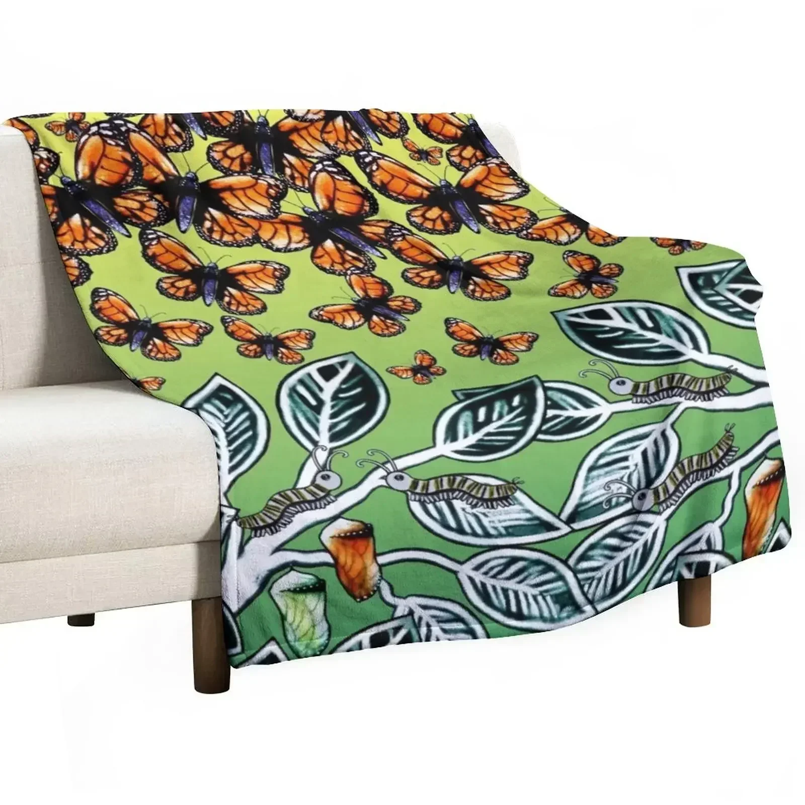 Monarch Metamorphosis Sand Art Throw Blanket Summer Beddings Weighted Plush Luxury Thicken Stuffeds Furrys Blankets