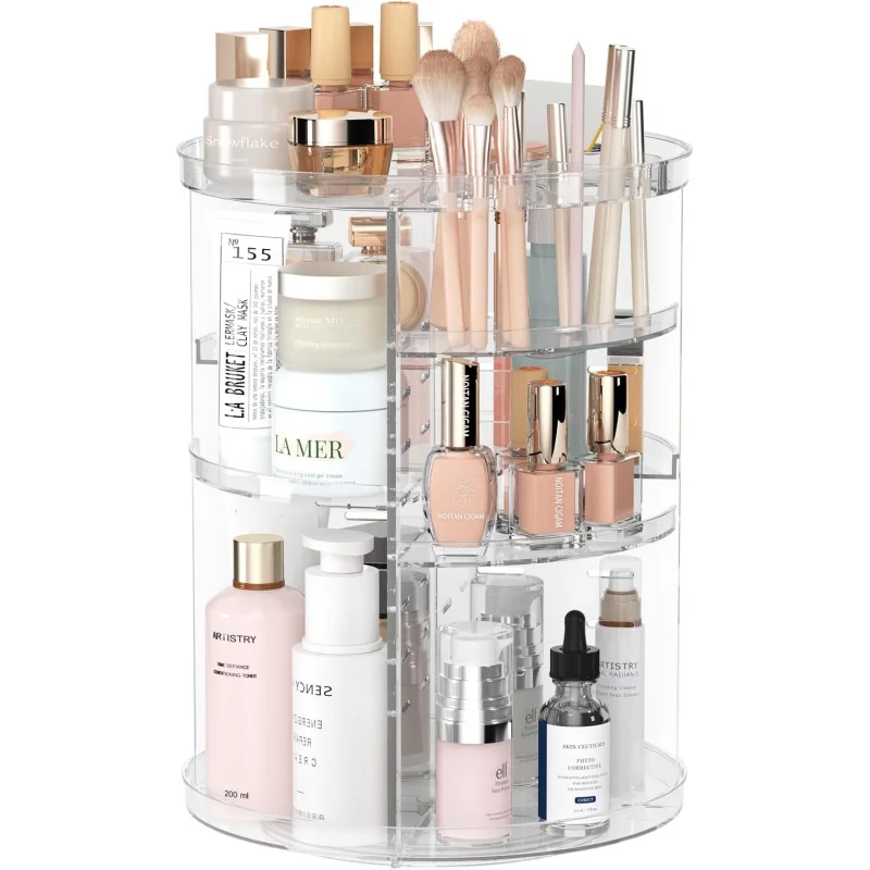 

Rotating Makeup Organizer, DIY 8 Adjustable Layers Spinning Skincare Organizer, Cosmetic Display Case with Brush H