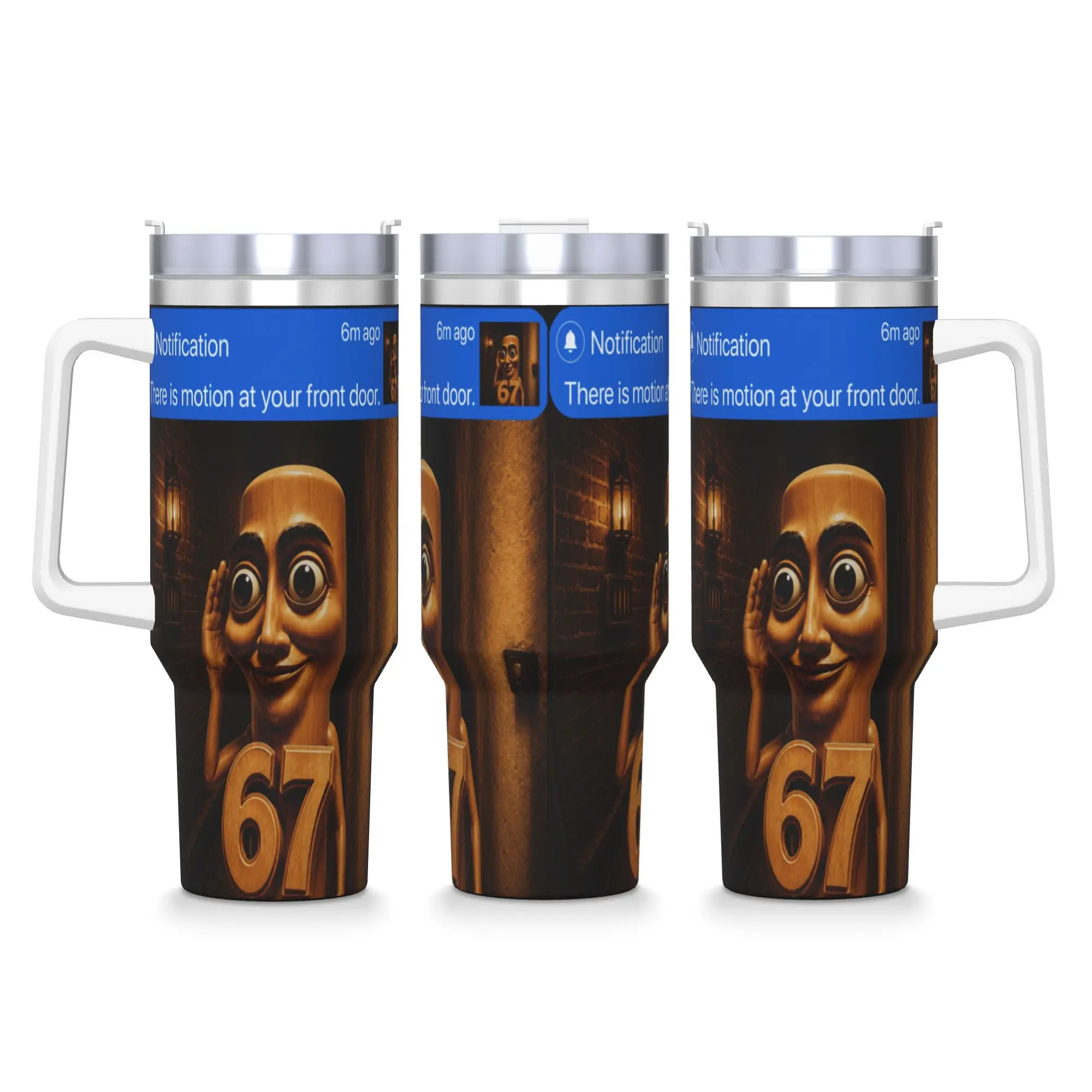 Stainless Steel Tumbler There is Motion at Your Front Door Tung Sahur SixSeven Car Mugs With Straw Cold Drink Water Bottle