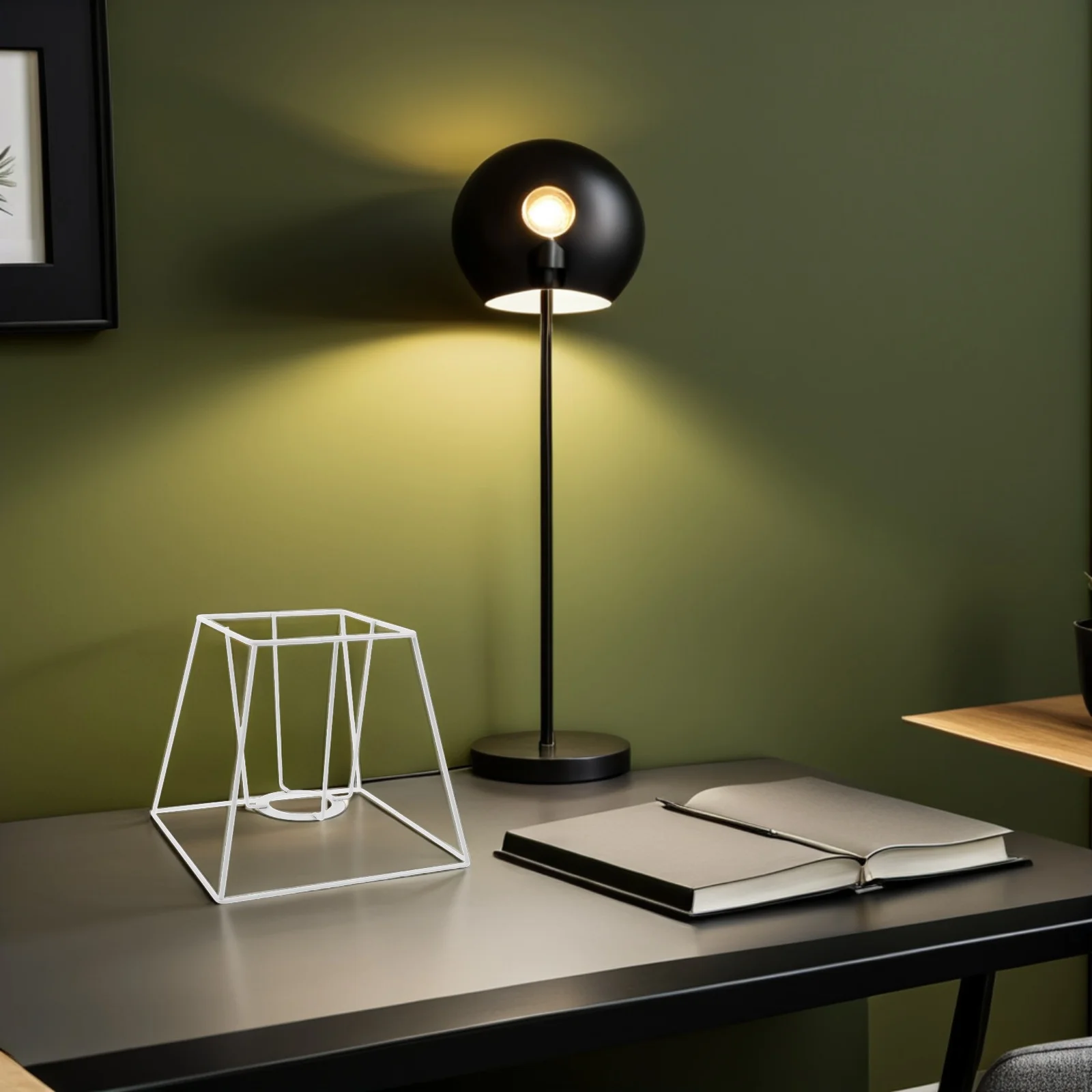 سلك الحديد غطاء مصباح الإطار قفص معدني هندسي للسقف قلادة الطابق مصابيح طاولة غسالة مجرب حلقة الأجهزة