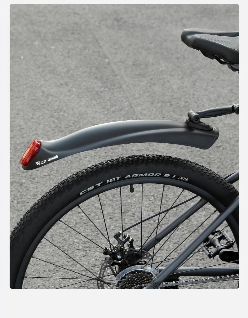 WEST BIKING Fahrrad-Schutzbleche MTB Schmutzschutz Erweiterter Schutz Winkelverstellbar für 26 27,5 Zoll Mountainbike Straßenfahrrad Faltrad Teile – Detail 13
