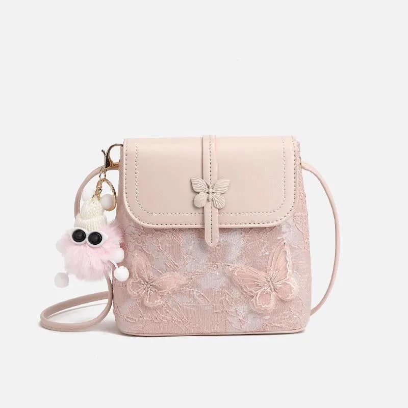 

Милые милые кружевные сумки на плечо с бабочкой, женские розовые маленькие вместительные мини-квадратные сумки, женские элегантные нежные сумки через плечо в стиле Харадзюку