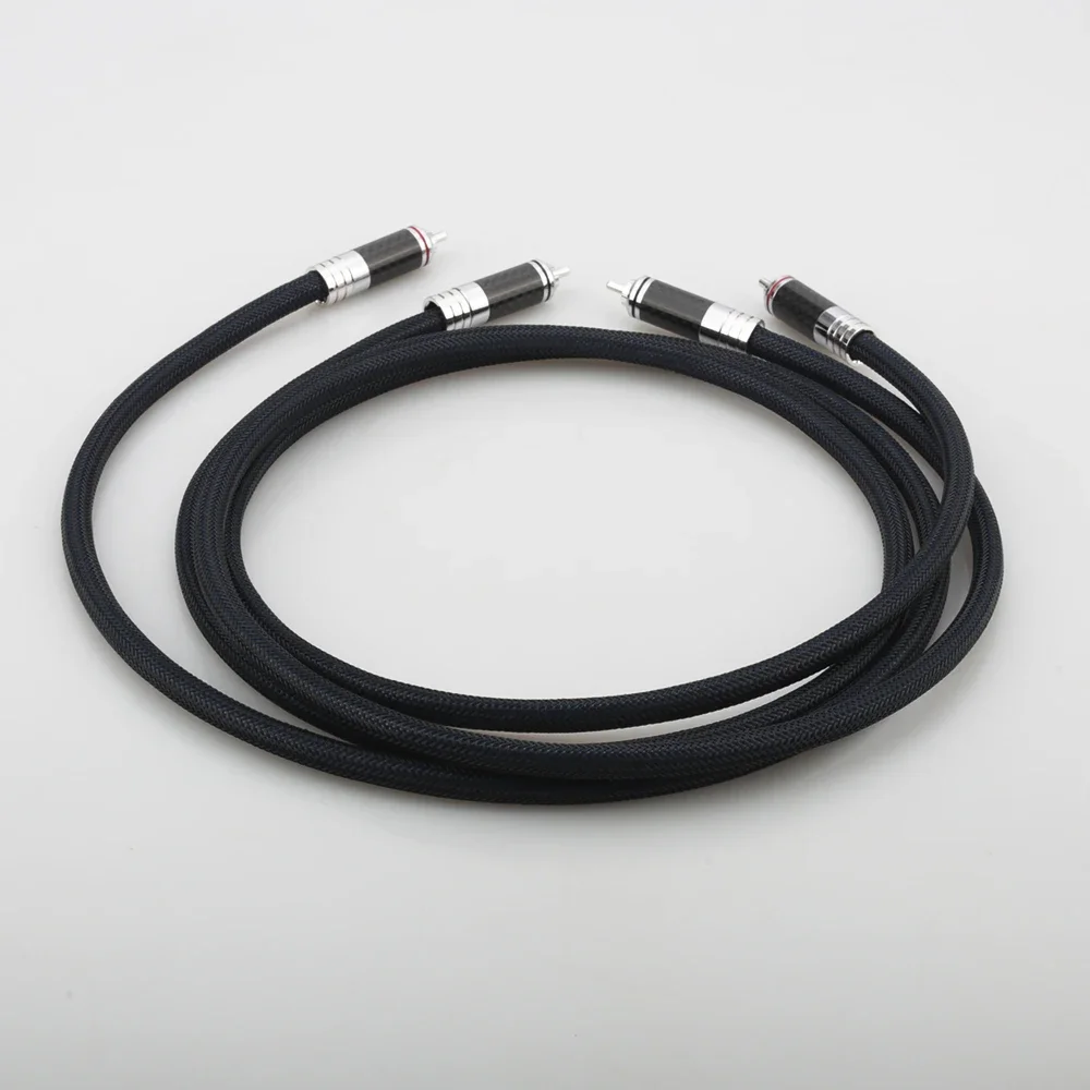 Audiocrast A10 Cable Phono analógico OFC chapado en plata interconexión RCA enchufe de fibra de carbono HIFI