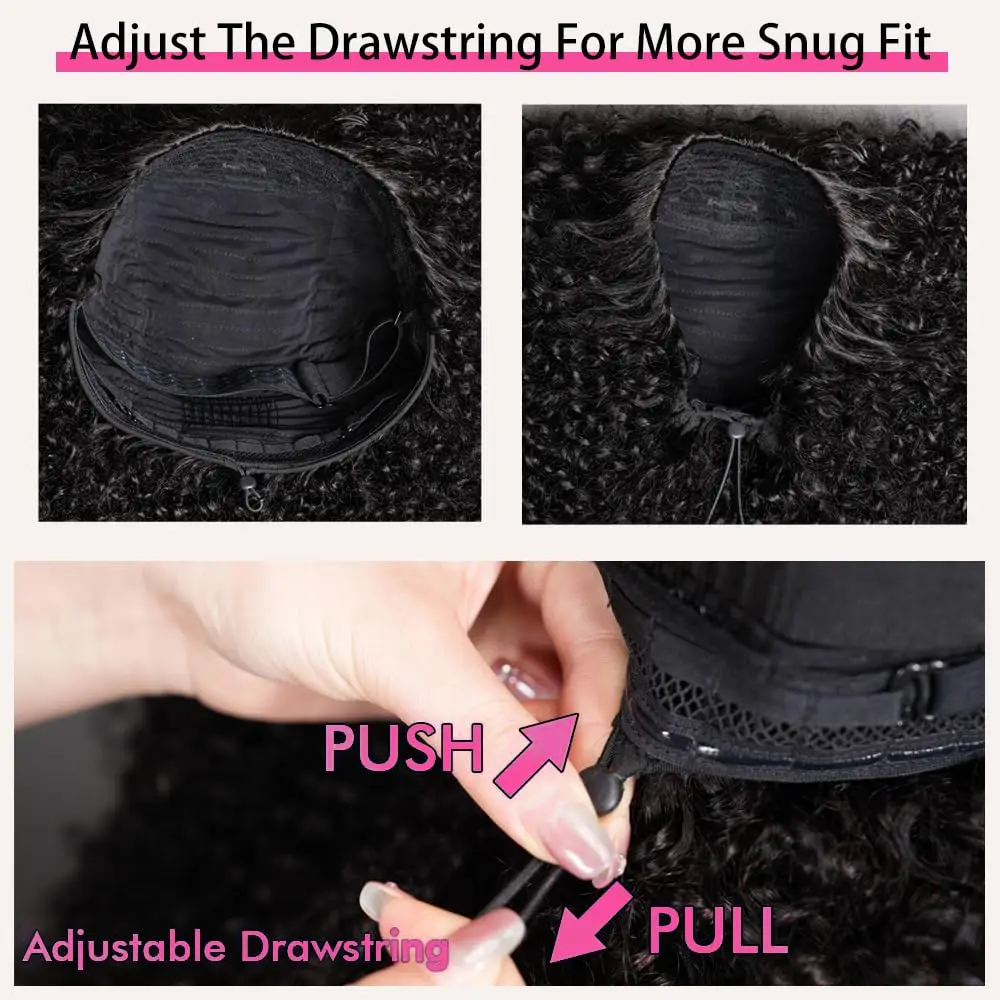 نصف باروكة شعر بشري 250 كثافة غريب مجعد نصف باروكة 3 في 1 سلس الوجه على آلة صنع الباروكات شعر الإنسان مجعد عقال شعر مستعار