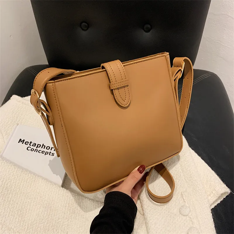 Texture Pu Tote Bags for Women Simple All-match Shoulder Crossbody Bag 2023 Fashion Temperament Large Capacity Bucket Handbags