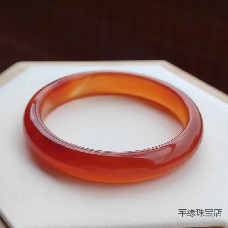 Red agate chalcedony   translucent circular jade bracelet