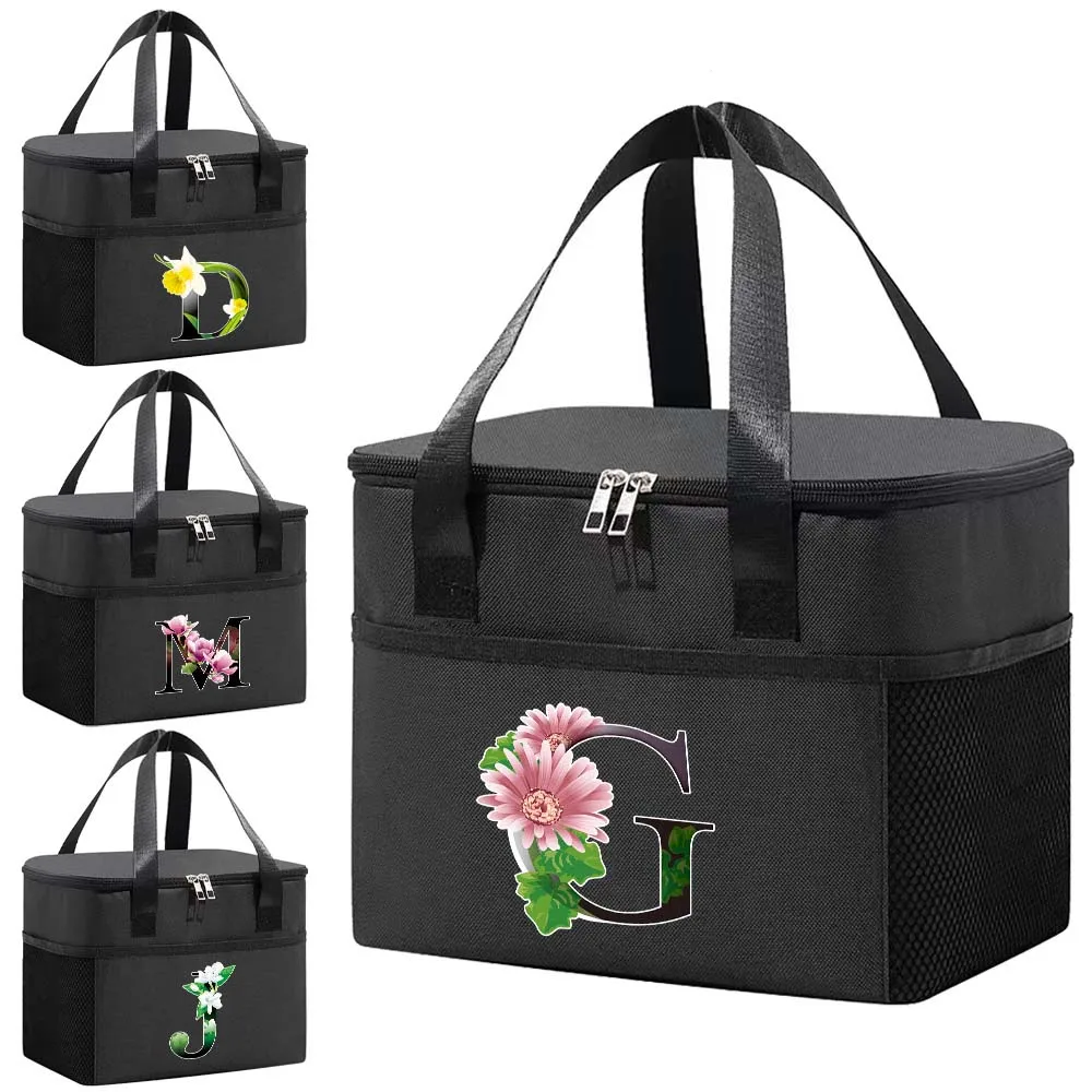 Thermal Bag Portable Lunch Bags Insulated Cooler Bag Food Bento Bags Printing Flower Color Series Travel Picnic Storage Ice Bags