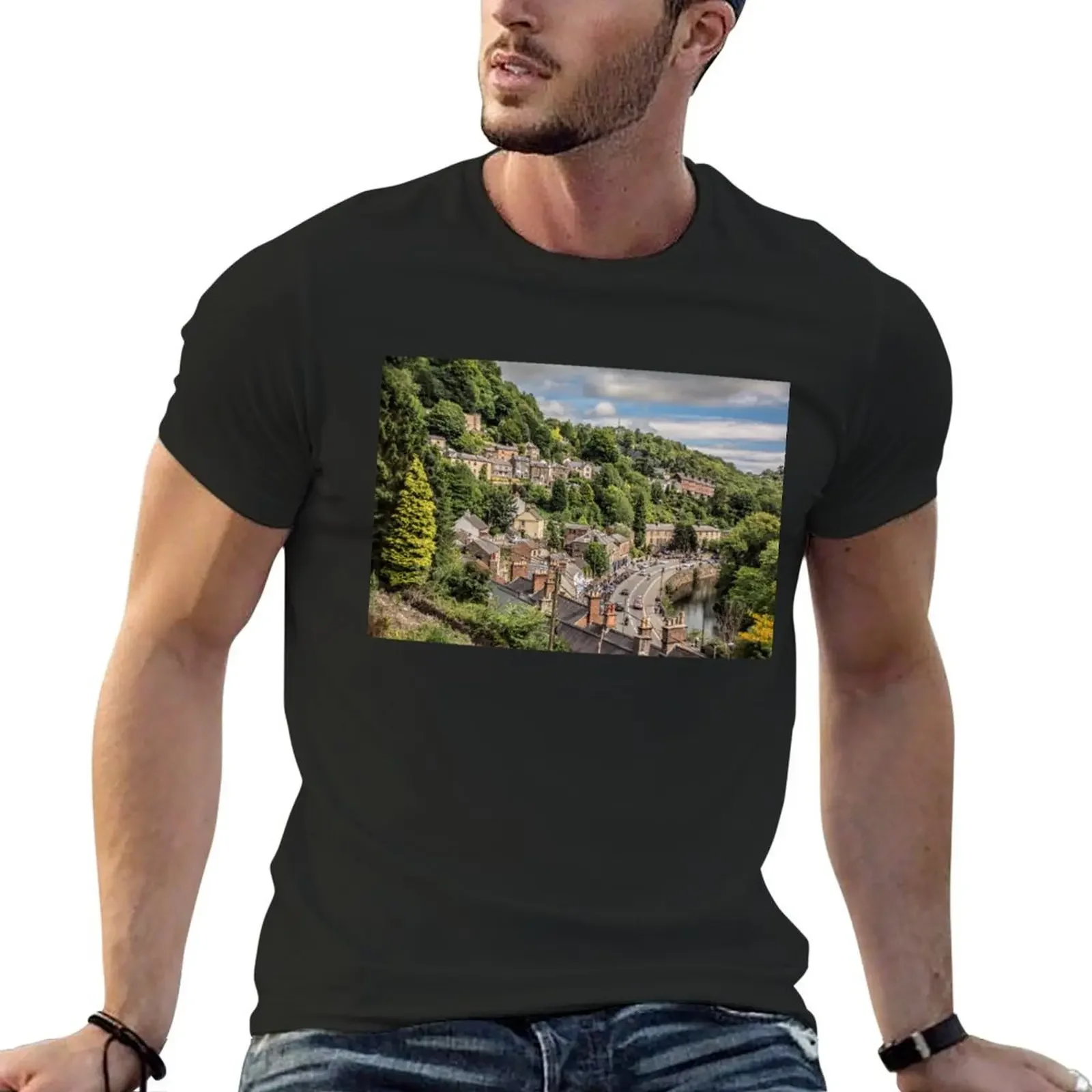 #216 Matlock Bath in the Peak District National Park. T-Shirt summer clothes blue archive tshirts for men